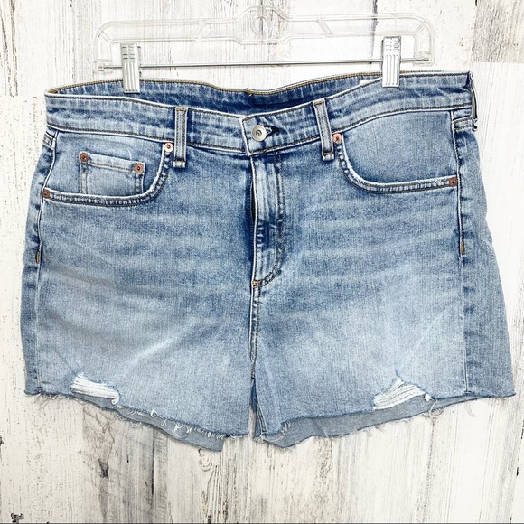 Rag & Bone Stella Dre High Waisted Light Wash Cut Off Denim Jean Shorts Size 32 - Picture 9 of 15